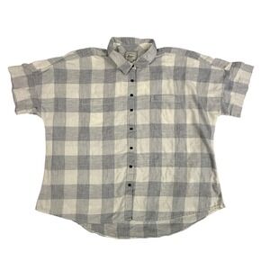 G.H. Bass Plaid Short Sleeve Button Down Shirt Men's 3XL Casual Relaxed Fit Grey
